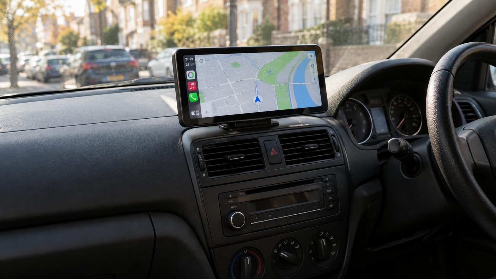 Visualización de una pantalla CarPlay en un salpicadero